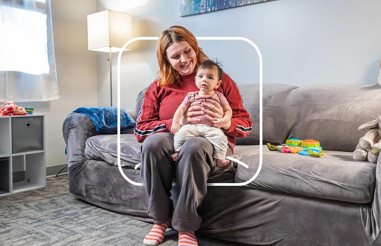 Woman holding a baby